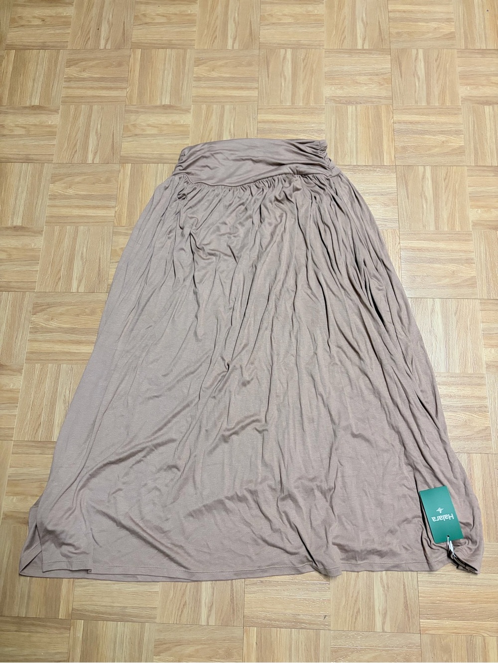 HALARA Taupe Fold-Over Waist Maxi Skirt